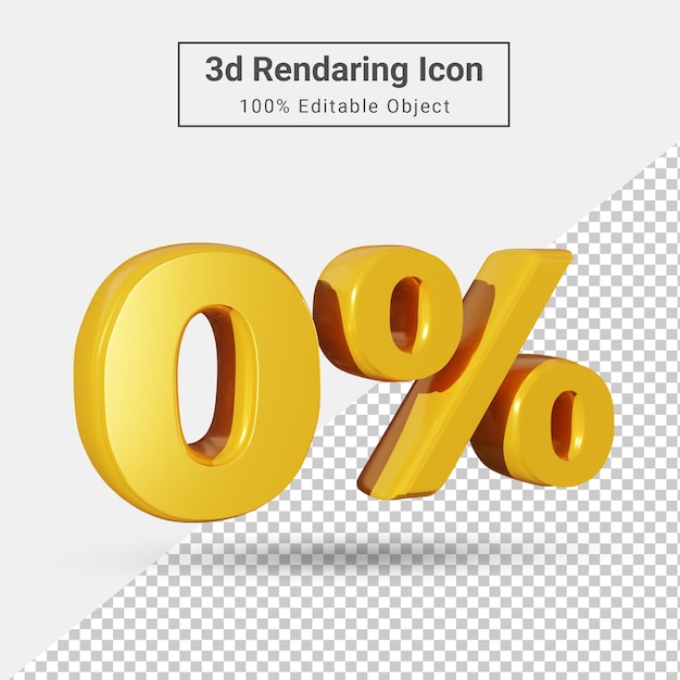 gold 0 percent 3d rendering offer text effect