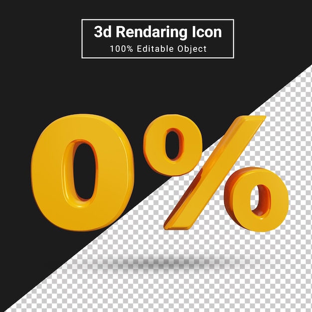 gold 0 percent 3d rendering offer text effect