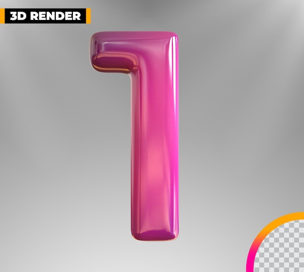 Gold 1 Number 3d rendering isolated on transparent background