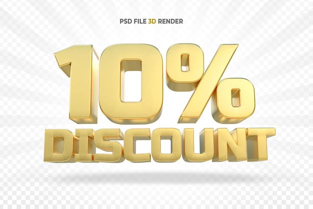 Gold 10 percent luxury 3d render