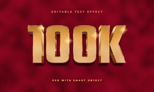 Gold 100K celebration text effect templatex9