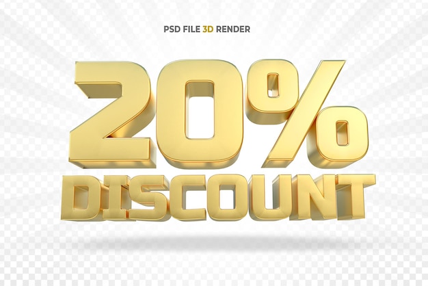 Gold 20 percent luxury 3d render