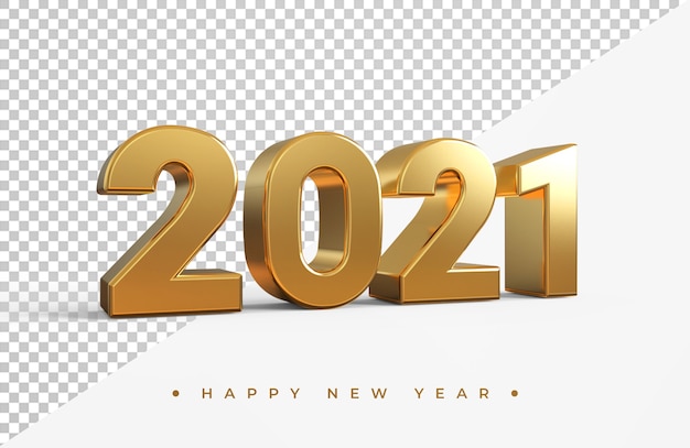 Gold 2021 new year 3d rendering isolated