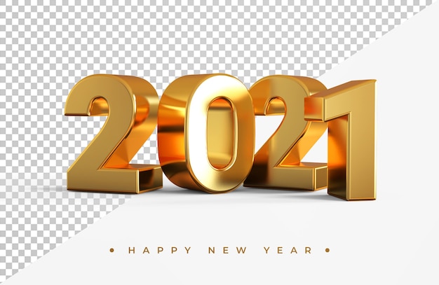 Gold 2021 new year 3d rendering isolated