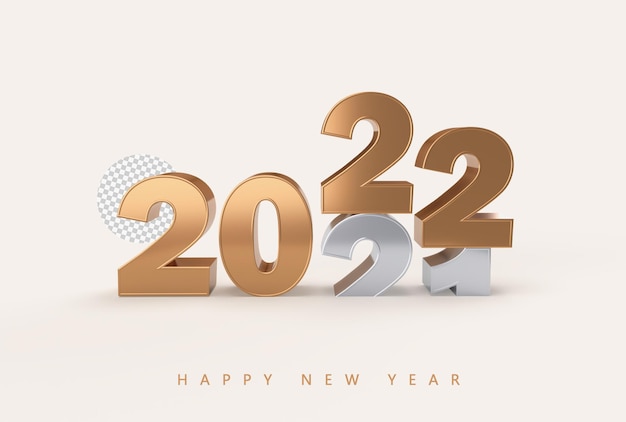 Gold 2022 new year 3d rendering