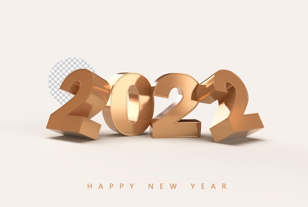 Gold 2022 new year 3d rendering