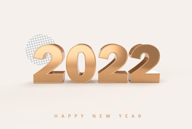 Gold 2022 new year 3d rendering