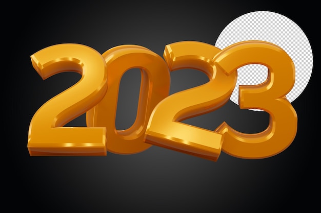 Gold 2023 happy new year two thousand twenty three 3d rendering