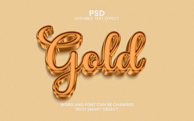 Gold 3d editable psd text effect