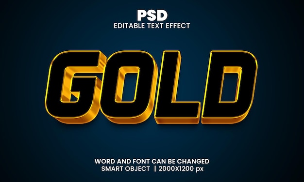 Gold 3d editable text effect Premium Psd with background