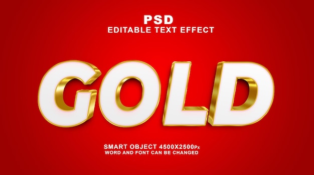 Gold 3d editable text effect PSD template with cute background