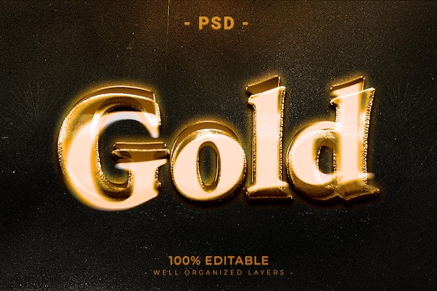 Gold 3d editable text effect style with background