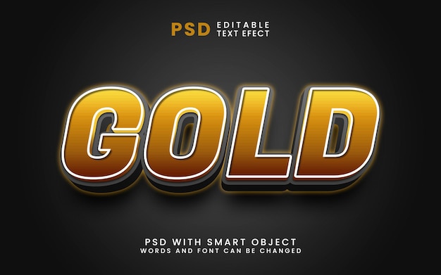 Gold 3d editable text effect