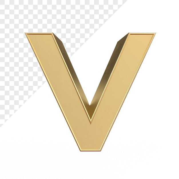 Gold 3d letter V