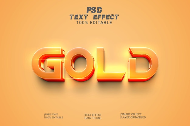 Gold 3d psd text effect style