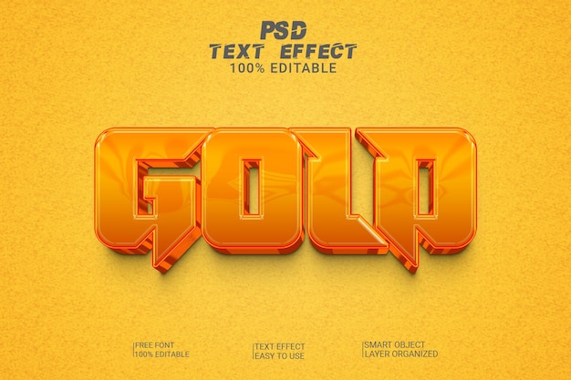 Gold 3d psd text effect