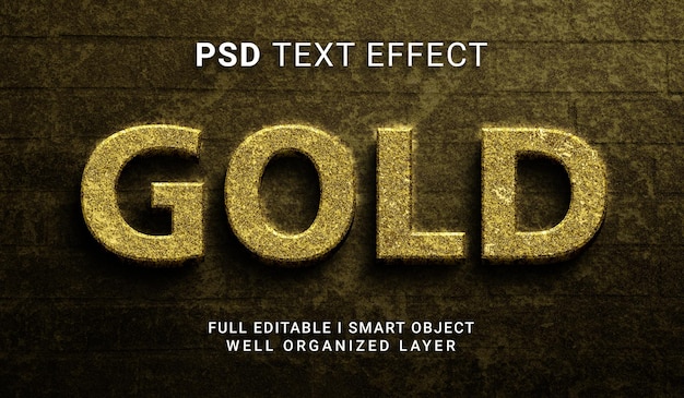 Gold 3d style psd text effect