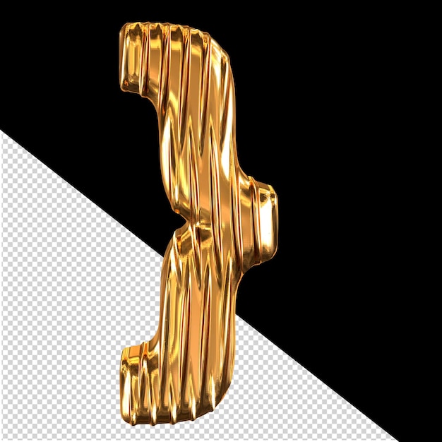 PSD gold 3d symbol with vertical ribs