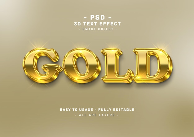 Gold 3d text style effect