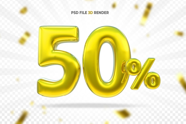 Gold 50 percentBalloon 3d render