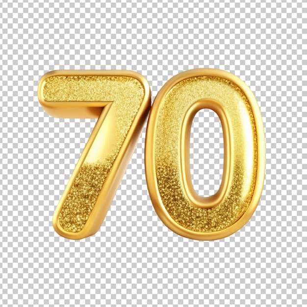 PSD gold 70 for invitation decoration transparent background