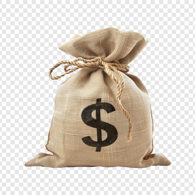 gold bag with a dollar Isolated on transparent background