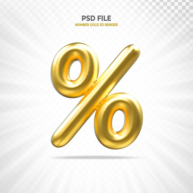 Gold Balloon 3D Number Percentage