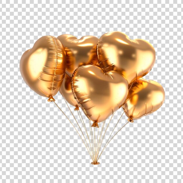 Gold balloons isolated on a white background