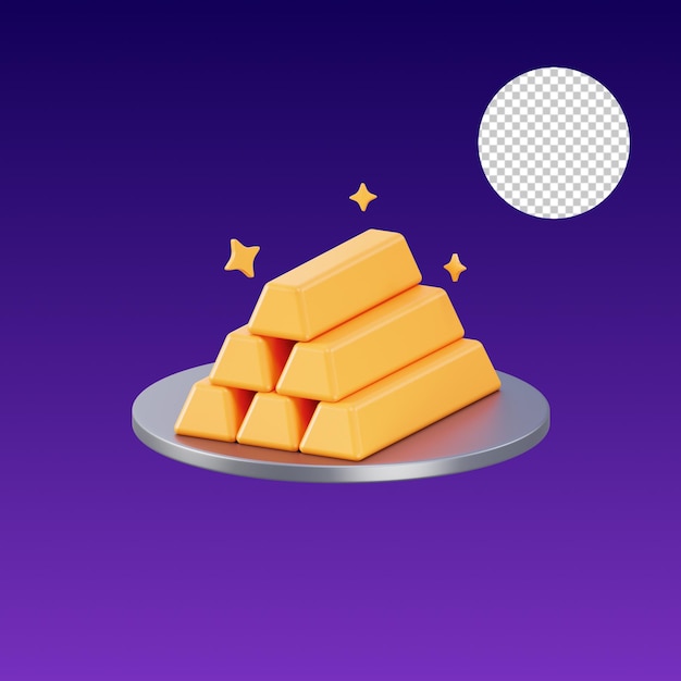 gold bar stack 3d illustration