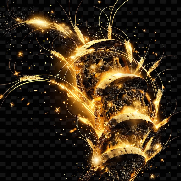 a gold and black background with a butterfly and gold sparkles