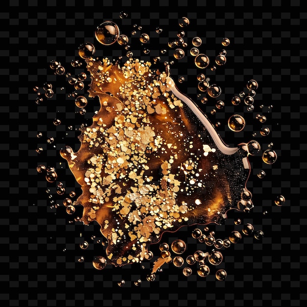 a gold and black background with a water droplet