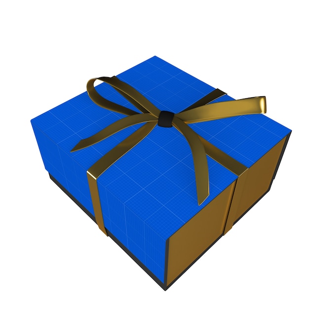 Gold and Blue Gift Box Mockup