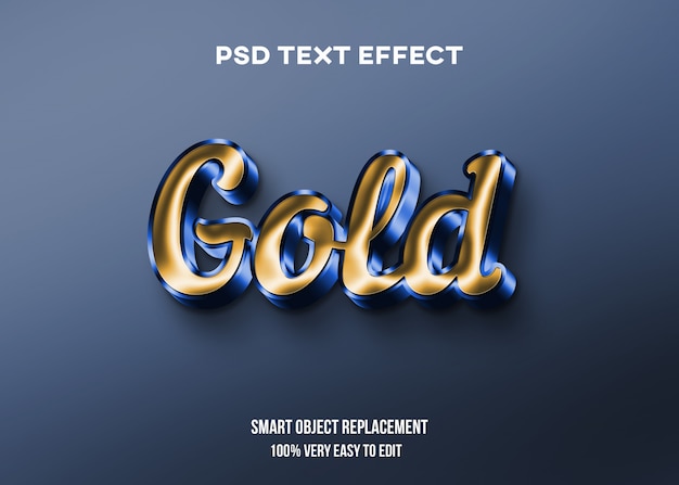 Gold and blue glossy text effect