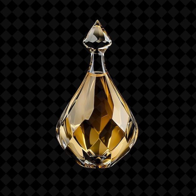 PSD a gold bottle of perfume with diamonds on a black background