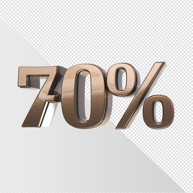 A gold and brown sign that says 70 %.