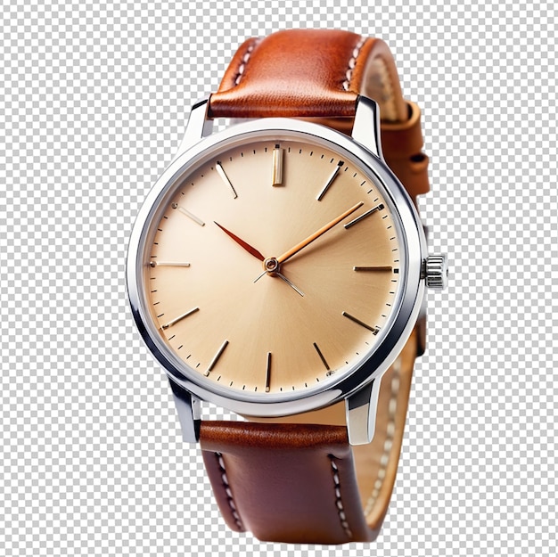 PSD a gold and brown watch with a brown leather band