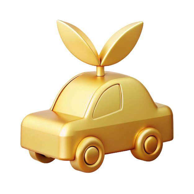 PSD a gold car with a bird on the roof