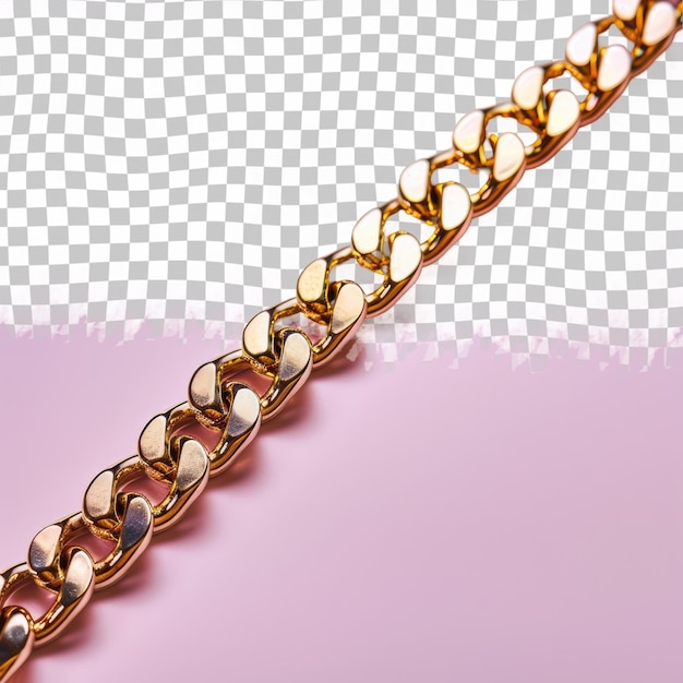 a gold chain is hanging on a purple background with a white checkered pattern