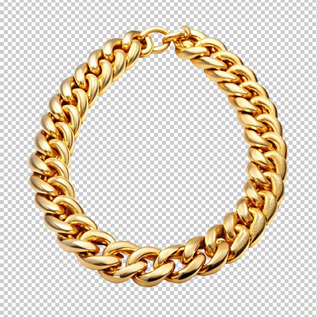 PSD gold chain with a circle on a transparent background