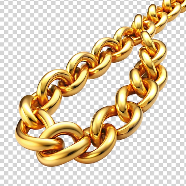 PSD a gold chain with links on transparent background