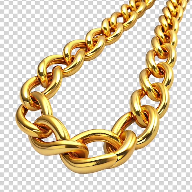 PSD a gold chain with links on transparent background