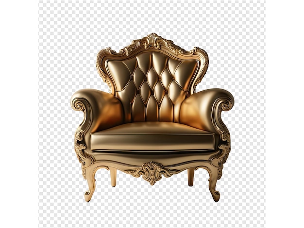 a gold chair with a gold back and a gold design