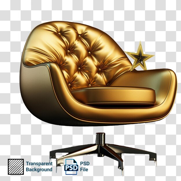 PSD a gold chair with a gold design on the back