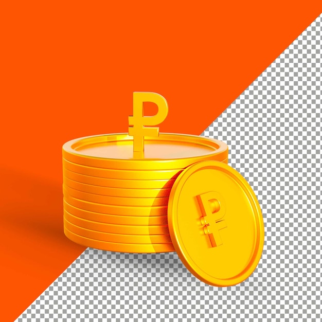 Gold coin 3d render isolated