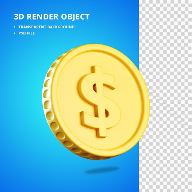 Gold Coin Icon in 3D Render