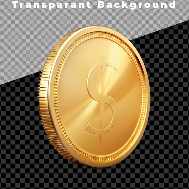 Gold coin isolated on transparent background