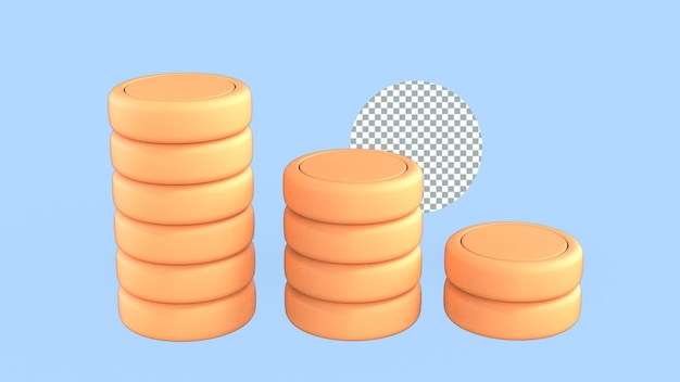 gold Coin Stacks 3d render illustration for business money investment concept