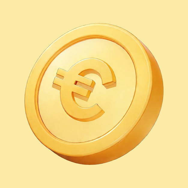 PSD a gold coin with a euro sign cartoon illustration