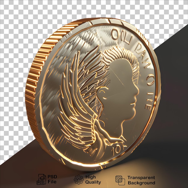 PSD a gold coin with the image of a woman on it