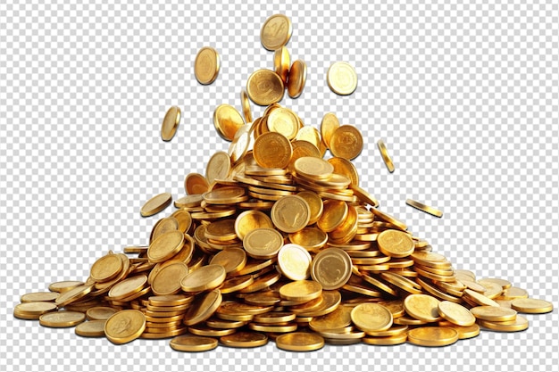 Gold coins cash money pile stack falling png